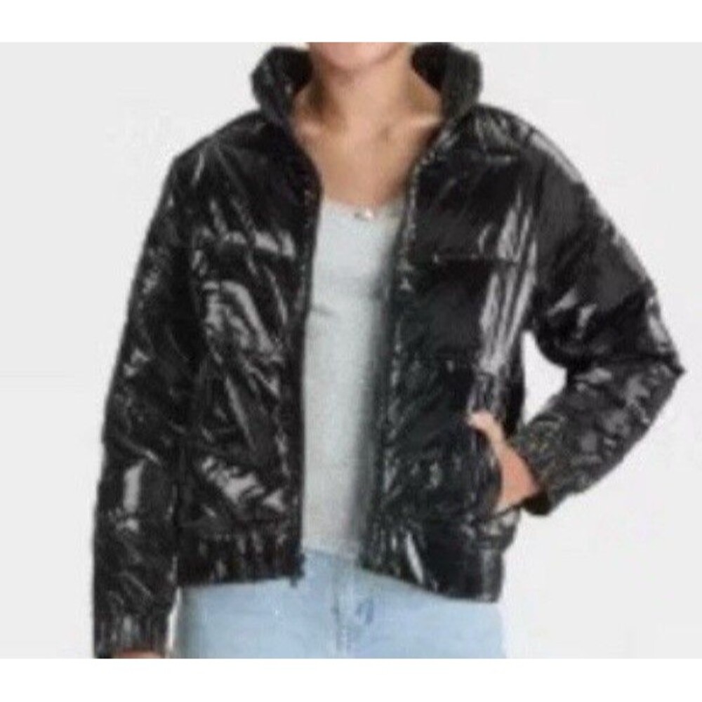 Art Class  Girls'  Black Shiny Puffer Jacket - Black XS 4/5